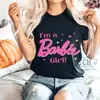 [En Stock] Amazon Aliexpress Nueva Camiseta de Manga Corta de Verano para Mujer Barbie Camiseta Linda Europea y Americana
