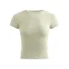 2374- Camiseta de Moda Estilo Europeo Cuello Redondo Manga Corta para Mujer 2026 Primavera Verano Nueva Sexy Adelgazante Capa Base Superior