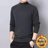 Suéter de punto con forro polar de doble cara para otoño e invierno, camiseta de manga larga para hombre con cuello medio alto, ropa interior térmica engrosada, al por mayor