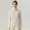 Zhenrong~ Suéter de Punto Minimalista Suave de Cachemir 100% de Cabra para Mujer, Cuello Alto, Perezoso y Adelgazante, Capa Base