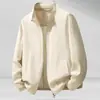 Chaqueta para Hombre Estilo Primavera y Otoño 2026 Cuello Alto Versión con Cremallera Lujo Juvenil Casual Lino Delgado No Planchar Abrigo