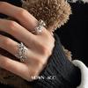 Anillo de lazo con flor hueca para mujer, estilo vintage, de plata S925, elegante, dulce, abierto, para dedo.
