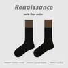 Calcetines Originales Renacimiento para Mujer Calcetines de Media Caña Otoño e Invierno Calcetines de Felpa Sin Costuras Combinación de Colores Líneas Finas Calcetines Ins Simples para Mujer