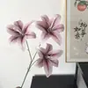 Flor artificial de lirio de 3 cabezas, flor de seda, material floral para bodas, flor artificial para hotel y restaurante, flor artificial de lirio con tacto realista en cinta