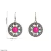 Nuevos Pendientes Ovalados de Estilo Étnico He Ming Jewelry con Diamantes Incrustados y Turquesa para Mujer, Pendientes de Alta Calidad, Elegantes, Únicos y Versátiles