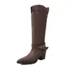 Botas altas de moda estilo británico de 6.5 cm para adelgazar, nuevo modelo otoño e invierno 2026, punta fina, tacón grueso, botas largas hasta la rodilla para mujer