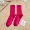Meias coloridas femininas para dança moderna meias de algodão meias de dança cor sólida cor doce cor de macaron comprimento até o meio da panturrilha estilo japonês combinam com tudo
