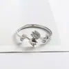 Anillo Cruzado Esmalte Serpiente Pareja Espina Flor de Cuatro Hojas Corona Abierta Mariposa Diamante Tulipán Sirena