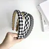 Diadema de Esponja con Lunares y Cuadros en Blanco y Negro Estilo Retro Clásico Simple Versátil Aumenta la Parte Superior de la Corona Tocado Versátil