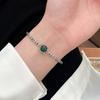 Pulsera de plata de ley s925 Ruitai con circonita esmeralda y estrella de cinco puntas para mujer, estilo retro coreano, de alta gama y combinable con todo.