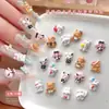 Accesorios Rosados de Conejito de Dibujos Animados para Uñas Mezclados Lindo Lindo Pequeño Oso Marrón Resina DIY Accesorios de Diamantes para Uñas Portátiles