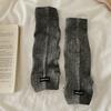 Calcetines Negros con Etiqueta Inglesa y Ribete de Encaje, Calcetines Holgados Adelgazantes para Mujer, Calcetines de Media Pantorrilla, Mismo Estilo que en Xiaohongshu