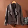 Jaqueta de couro curta estilo coreano para mulheres petite, primavera/outono 2026, nova moda, emagrecimento, redução de idade, casaco de couro super moderno e estiloso