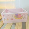 Caja de almacenamiento apilable plegable de escritorio de estilo japonés Kulomi Yugui Dog, cesta de almacenamiento de papelería plegable con forma de corazón para estudiantes y niñas