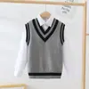 Colete infantil para jardim de infância colete de suéter para meninos uniforme escolar de estudante colete de algodão britânico colete de tricô para meninas