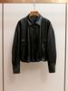 Jaqueta de Couro Feminina Outono/Inverno Nova Estilo Sexy Lapela de Motociclista Manga Longa Solta Shenzhen Nanyou
