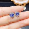 Venta al por mayor de fábrica Pendientes Populares de Zafiro Natural Plata S925 Incrustados Piedra Principal 5*5 Joyería de Lujo Venta Directa de Fábrica
