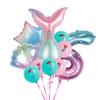 Traje de globos de sirena transfronterizo de 32 pulgadas, cielo estrellado de ensueño, degradado de estrellas, número, diseño para fiesta de cumpleaños infantil