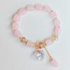 Nova pulseira de cristal com contas de data para estudantes, namoradas, presente de aniversário, pulseira creme com pingente colorido de borboleta e amor