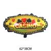 Globo de película de aluminio con diseño de dados cuadrados de seis caras, 12 y 22 pulgadas, con borde cruzado. Globo estilo casino con diseño de picas, flor de ciruelo y melocotón rojo.