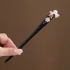 Nuevo Estilo Chino Elegante Tassel de Lirio del Valle Pasador de Pelo Estilo Antiguo Dinastía Han Pasador para Cheongsam Pasador de Madera Imitación Ébano Elegante Adorno para el Cabello para Mujeres