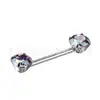 Barra Recta F136 de Titanio con Rosca Interna, Cuatro Puntas, Circonita, Piercing para Pezón de Titanio G23, Aleación de Titanio, Joyería para Piercing Corporal de Venta Caliente Transfronteriza