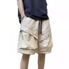 Bermudas Cargo para Hombre 2025 Verano Moderno High Street Bolsillo Grande Comercio Exterior Estilo Americano Casual Bermudas de Largo Medio Hombre