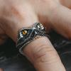 Anillo de Serpiente Esquina Plata Imitación para Hombre Retro Agresivo Anillo de Gama Alta Diseño de Nicho Anillo Ajustable Abierto