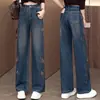 Jeans rectos de moda retro bordados personalizados para mujer, pantalones azules holgados de cintura alta nuevos para otoño de 2026