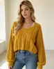 Suéter de punto grueso liso con cuello en V para mujer de comercio exterior de Amazon, nuevo suéter informal de otoño holgado