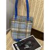 Nova Bolsa de Lã Outono e Inverno 2024 Versátil Grande Capacidade Elegante Bolsa de Ombro de Mão Bolsa de Balde Xadrez para Estudante e Comutador