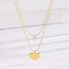 Colar Dourado de Camada Dupla Coração de Zircônia com Senso de Design de Nicho Ins Colar de Aço Titânio Joias Femininas de Luxo Leve de Alta Qualidade na Moda