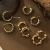 Pendientes Geométricos Verdes de Piedra Europeos y Americanos Transfronterizos Populares Retro de Contraste Pendientes de Nicho de Alta Gama Estilo Nuevo para Mujeres