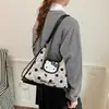 Bolsa tote para mulheres, novo estilo para o dia a dia, grande capacidade, casual, estampa de gato, bolsa de ombro da moda 2026, moda poá