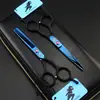 Tijeras de Peluquería Shenxingzhe Mango Azul Negro Tijeras Planas Tijeras Entresacar 5.5 pulgadas