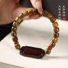 Sandalo DIY feito à mão criativo estilo étnico sândalo verde Jacarandá rosário com contas de Buda marca Ping An Fu pulseira masculina e feminina