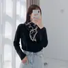 Otoño e invierno Nueva moda coreana bufanda de lana elástica tejida cálida versátil bufanda retro para estudiantes bufanda de invierno