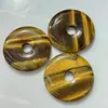 Collar Colgante DIY Ojo de Tigre Amarillo de 50 mm Piedra Natural Antigua Moneda Antigua Hebilla de Paz