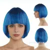 Peluca Transfronteriza para Mujer de Pelo Corto que No Necesita Esperar a que se Fije, Peluca de Cabeza Completa con Flequillo, Estilo Bobo Colorido, Venta al por Mayor de Pelucas Estudiantiles de Halloween