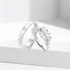 Anillo de Plata de Ley 999 Gatito Sosteniendo Corazón Diamante Brillante Diseño Creativo Anillo de Pareja Anillo de Alto Nivel para Amantes de los Gatos Ajustable