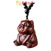 Colgante de Pixiu Tallado en Palo de Rosa, Artesanías Decorativas de Madera, Regalos Portátiles