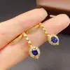 Pendientes de Zafiro Natural Transfronterizos Accesorios para Mujer Nicho Joyería de Alta Gama Plata 925 4*5mm Moda Venta Directa de Fábrica