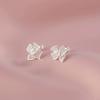 Pendientes Huecos de Nudo de Lazo de Plata Pura S999 para Mujer, Pendientes de Lujo Ligero de Gama Alta, Pendientes Pequeños y Dulces de Estilo Lindo al por Mayor