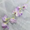Flor de ervilha artificial de haste única para decoração de palco de casamento, arranjo de flores de alta qualidade para arco de corredor de casamento, flor de seda atacado