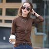 6809 Camiseta Térmica de Manga Larga con Cuello Alto Medio para Mujer, Tallas Grandes, Versátil para Otoño e Invierno, Ropa Interior Cálida, Marca de Moda