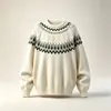 Suéter jacquard Fair Isle de cuello redondo para hombre, diseño de moda de otoño, top cálido casual engrosado para pareja