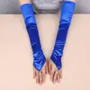 Guantes Largos de Satén sin Dedos para Mascarada de Halloween, Mangas para Vestido de Novia Wai Ni Jun para Mujer