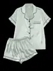 Conjunto de Pijama Curto Europeu e Americano Transfronteiriço com Shorts, Respirável e Fresco, Conjunto de Homewear Duplo Curto Estilo Europeu e Americano Feminino