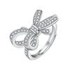 Anillo de lazo abierto con diamantes de moda, hipster, temperamento simple, anillo de mariposa de diamantes completos, anillo exagerado