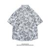 Camisa de manga corta estilo Hong Kong para hombre y mujer, camisa hawaiana holgada de verano con estampado floral de media manga para playa.